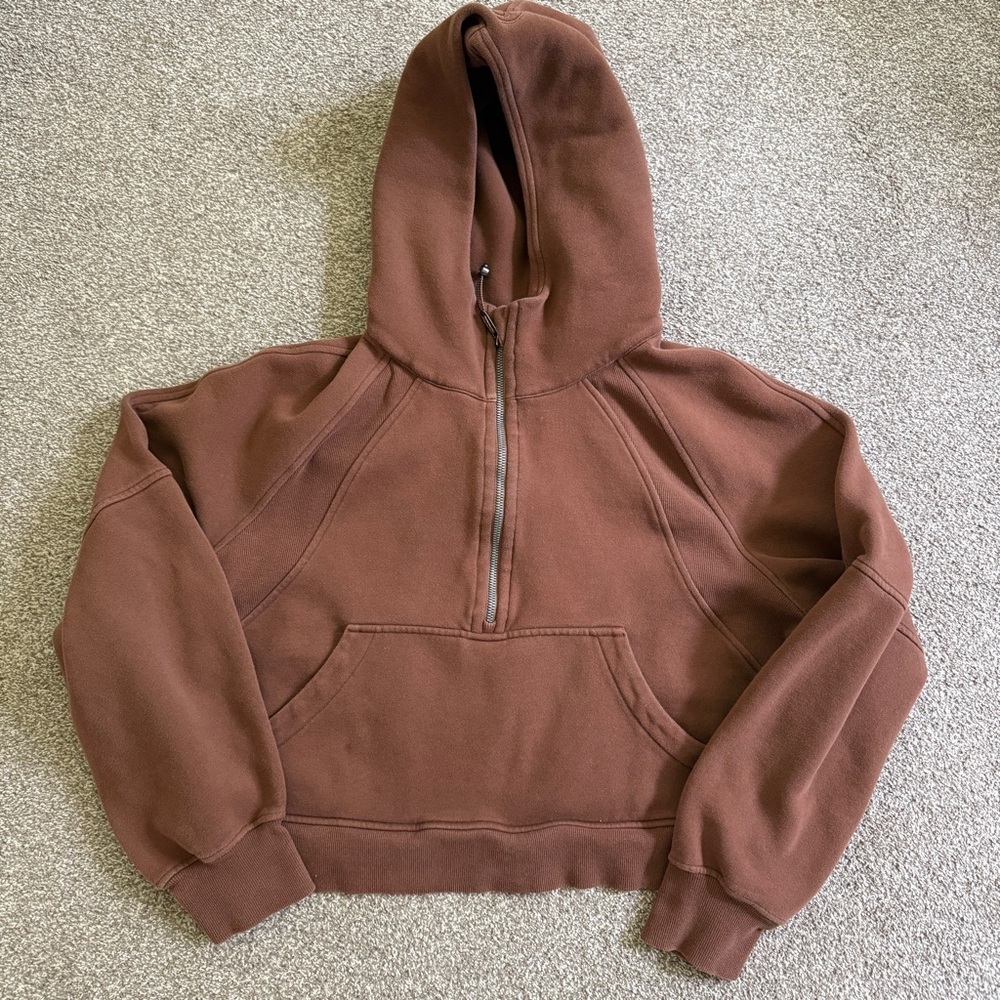 LULULEMON Scuba Brown Hooded Pullover Sweatshirt Oversized Cropped Women’s M/L